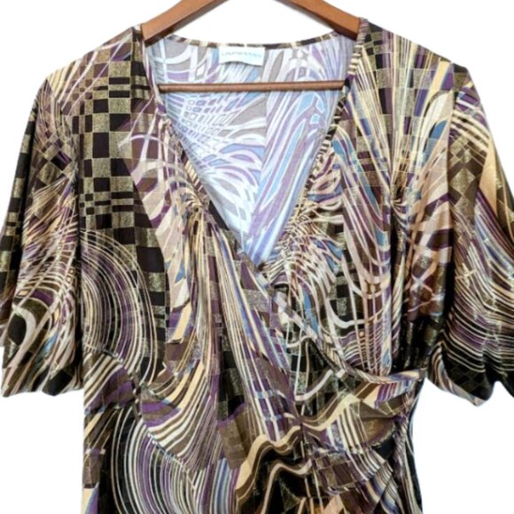 NWOT Laura Petite Shimmering Holidays Faux Wrap Top - Picture 4 of 6